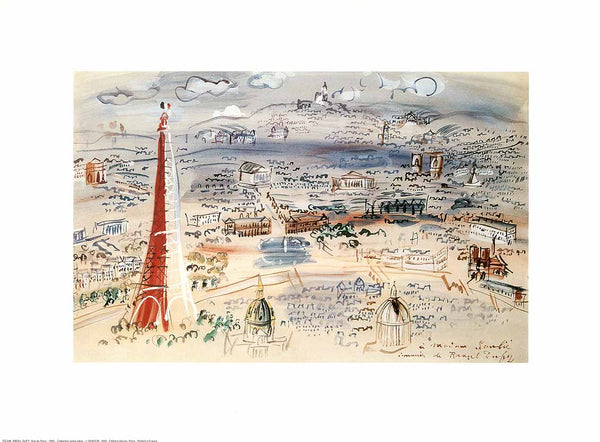 View of Paris, 1945 by Raoul Dufy - 12 X 16 Inches (Art Print)