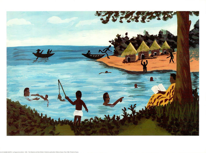 Le Sage et les Enfants, 1995 by Kwame Akoto - 12 X 16 Inches (Art Print)