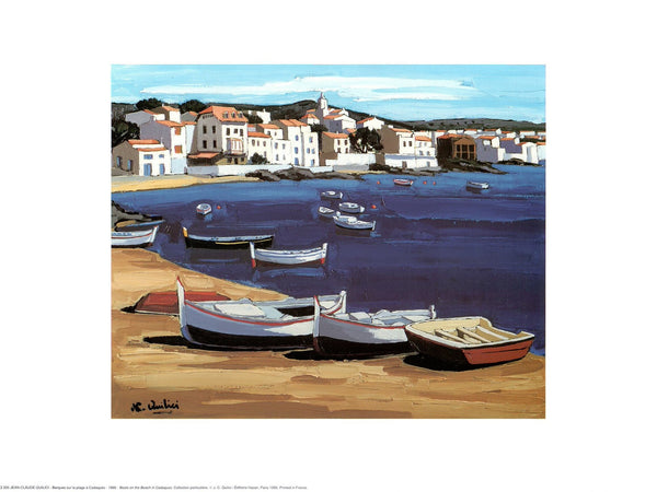 Barques sur la Plage a Cadaques, 1955 by Jean-Claude Quilici - 12 X 16 Inches (Art Print)