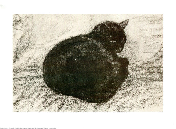 Dessin (Chat Noir) by Theophile Alexandre Steinlen  - 12 X 16 Inches (Art Print)
