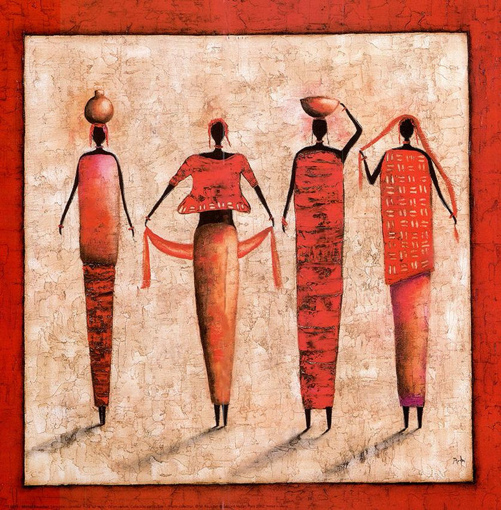 Four African Woman by Michel Rauscher - 12 X 12 Inches (Art Print)