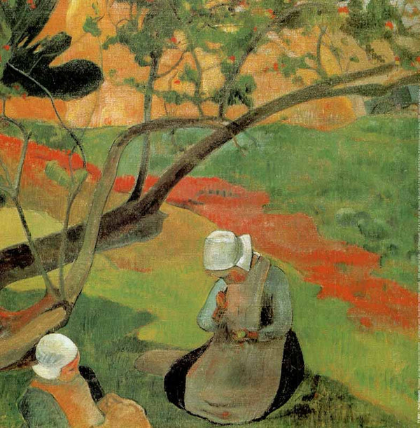 Landscape with Two Breton Women, 1889 by Paul Gauguin - 12 X 12 Inches (Art Print)