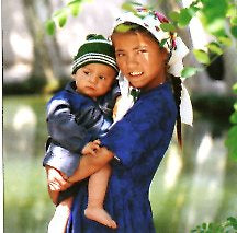 Jeune Maman Ouigoure, Chine by Kevin Kling - 12 X 12 Inches (Art Print)