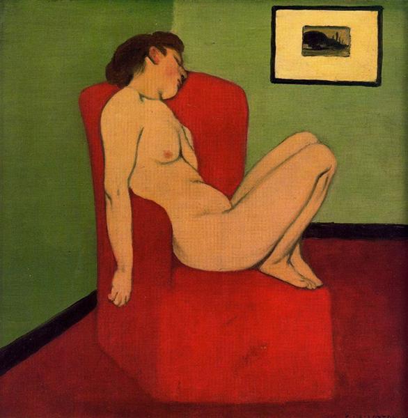 Seated Female Nude, 1897 by Félix Vallotton - 12 X 12 Inches (Art Print)