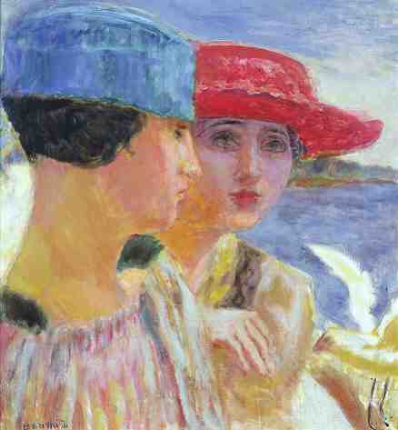 Young Women and a Seagull, 1917 by Pierre Bonnard - 12 X 12 Inches (Art Print)