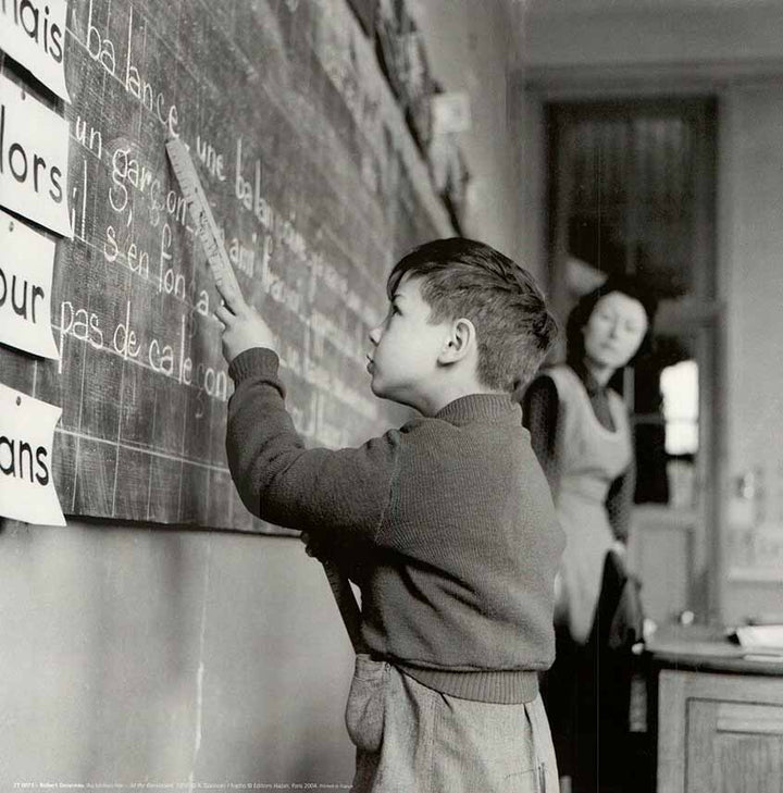 At the Blackboard, 1956 by Robert Doisneau - 12 X 12 Inches (Art Print)