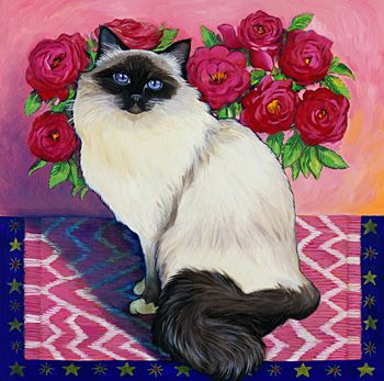 Birman Cat by Isy Ochoa - 12 X 12 Inches (Art Print)