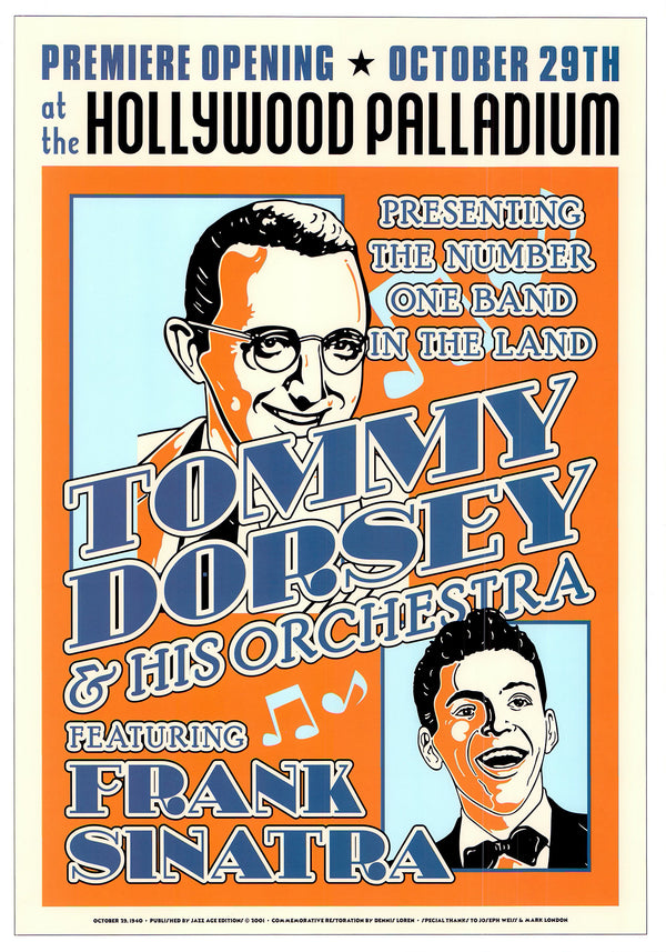 Tommy Dorsey Featuring Frank Sinatra, 1940 - 17 X 24 Inches (Vintage Art Print)