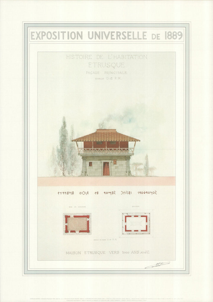 Maison Etrusque vers 1000 AV. J-C by Charles Garnier - 16 X 22 Inches (Art Print)