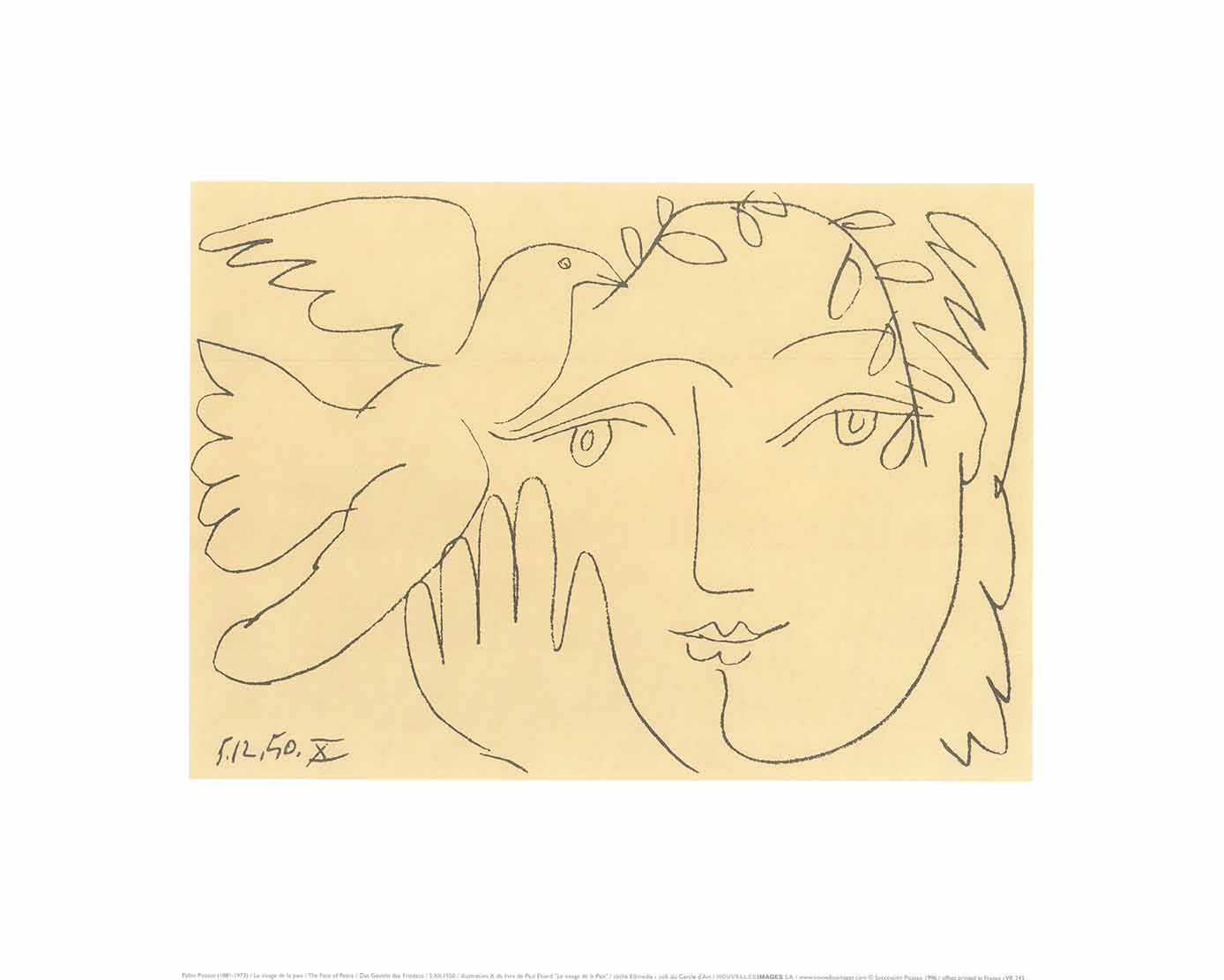 5.XII.1950 "Le visage de la Paix" by Pablo Picasso - 16 X 20 Inches (Art Print)