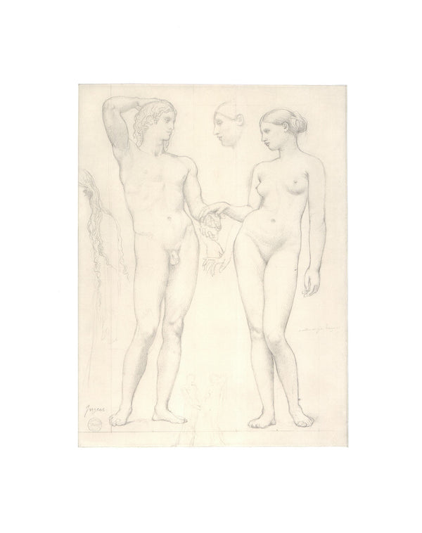 Adam et Eve, 1842-45 by Dominique Ingres - 16 X 20 Inches (Art Print)