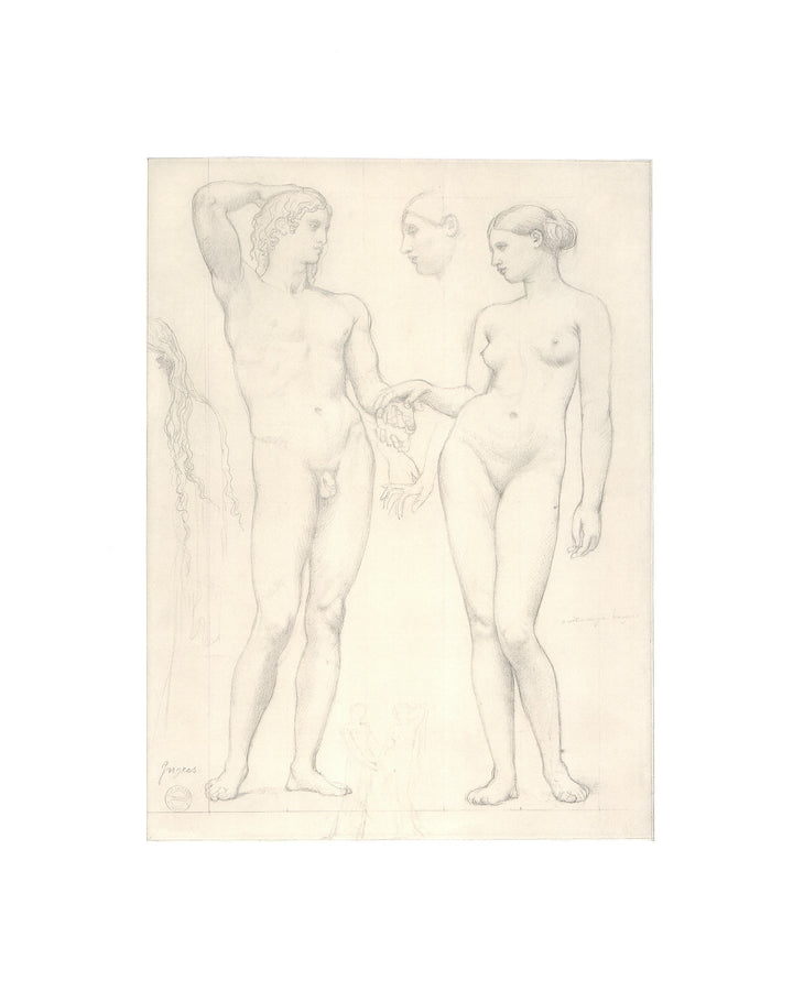 Adam et Eve, 1842-45 by Dominique Ingres - 16 X 20 Inches (Art Print)