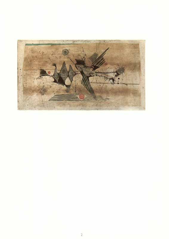 Oiseaux Sur Fond Brun, 1955 by Johnny Friedlaender - 11 X 15 Inches (Etching)