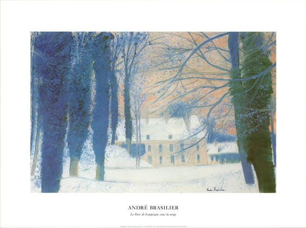 Le Parc de Loupeigne sous la neige by Andre Brasilier - 24 X 32 Inches (Art Print)