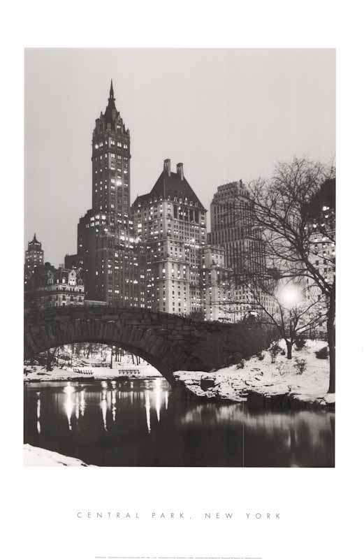 Footbridge in Snowy Central Park, New York by Anonymous - 24 X 36 Inches (Art Print)