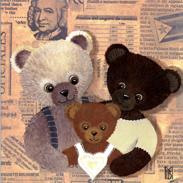 Dad, Mom and Me by Christine Le Bris Morvan - 6 X 6 Inches (Greeting Card)