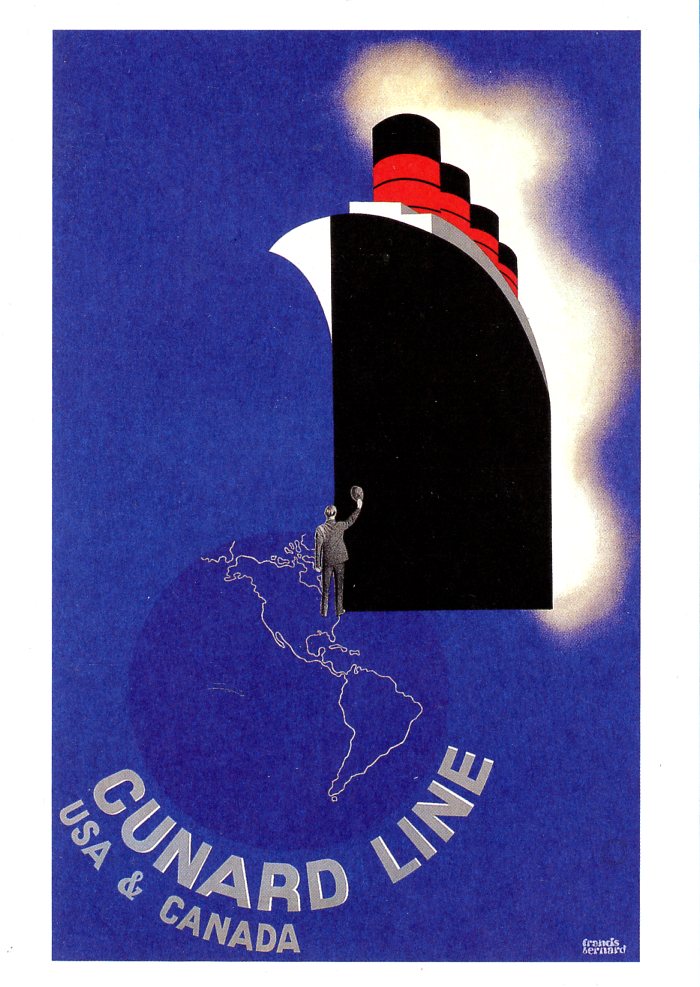 Cunard Line: USA & Canada by Francis Bernard - 5 X 7 Inches (Vintage Greeting Card)