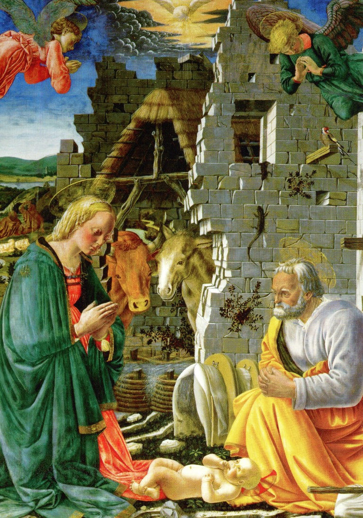 Nativity, Central Panel of the Altarpiece of the Church of Santa Margherita, Prato - 5 X 7" (Greeting Card)