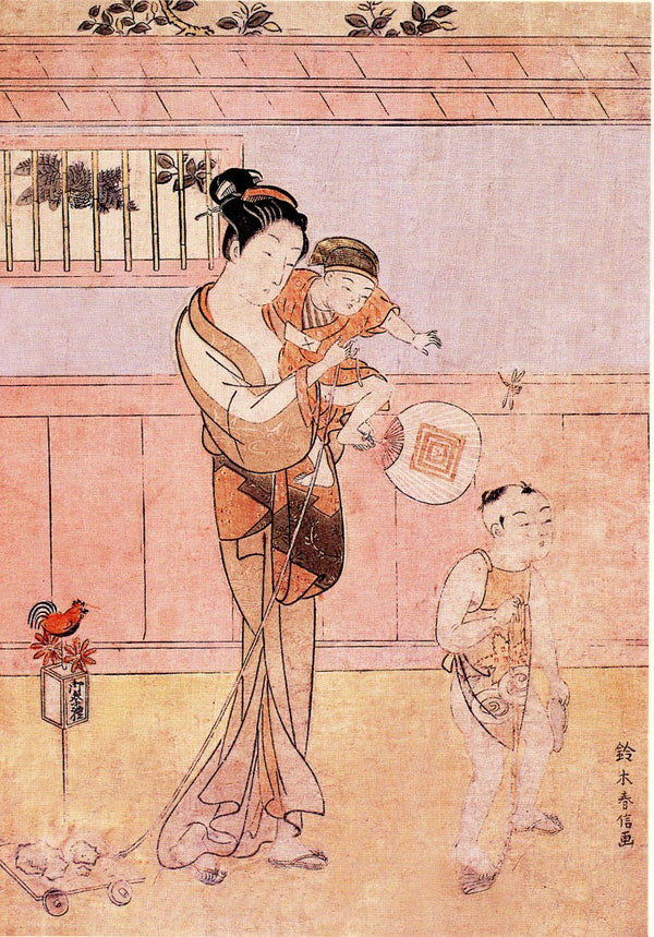 Femme et Enfant, Retour de Festival de Sannô, 1768 by Suzuki Haronobu - 5 X 7 Inches (Note Card)