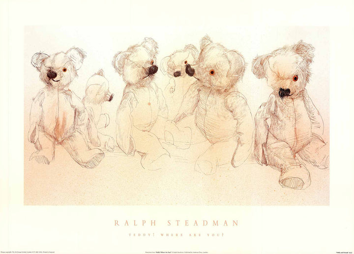 Teddy and Friends by Raff Steadman - 20 X 28" - Fine Art Poster.