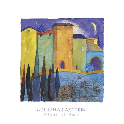 Village At Night By Giuliana Lazzerini 16 X 16 Inches Art Print village-at-night-by-giuliana-lazzerini-16-x-16-inches-art-print