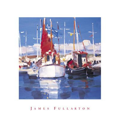 The Red Sail by James Fullarton - 16 X 16 inches - Fine Art Poster.