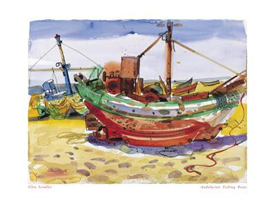 Bateaux de pêche andalous par Glen Scouller - 12 X 16" - Affiches d'art.