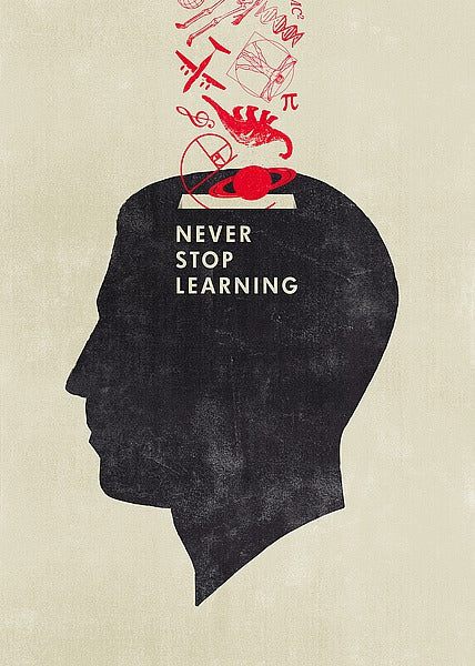 Never Stop Learning de Hannes Beer - 20 X 28 pouces - Affiche d'art.