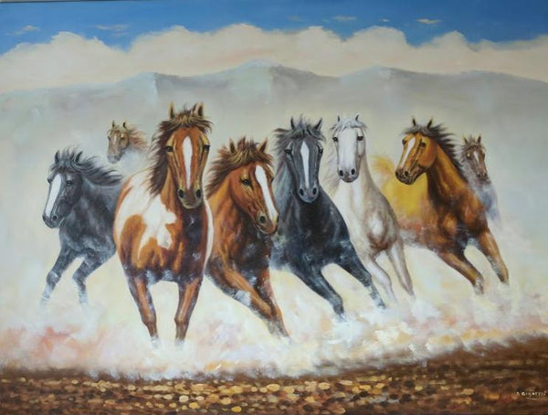 Horses- (Oil Painting on Canvas Ready to Hang)