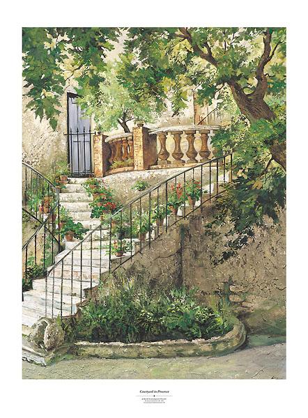 Courtyard in Provence by Roger Duvall - 28 X 38" - Fine Art Posters.