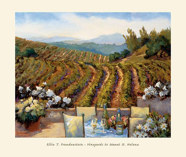 Vineyards to Mount St. Helena by Ellie Freudenstein - 27 X 32" - Fine Art Poster.