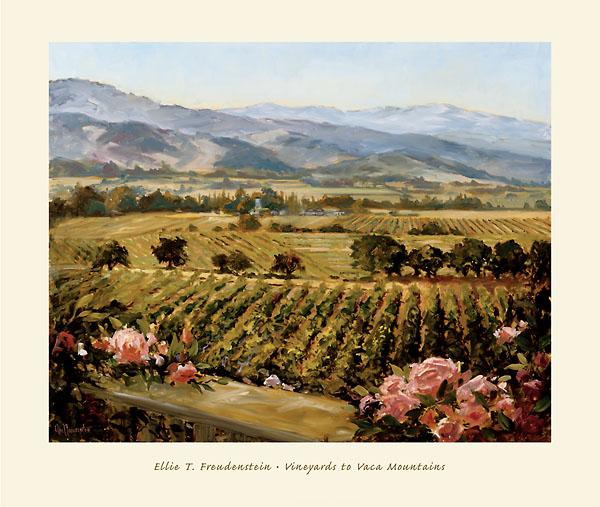 Vineyards to Vaca Mountains by Ellie Freudenstein - 27 X 32" - Fine Art Poster.