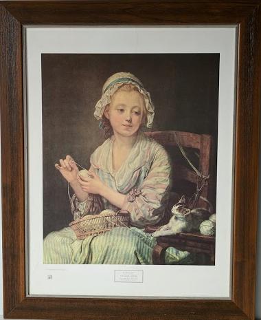 The Wool Winder, 1759 by Jean-Baptiste Greuze - 25 X 31 Inches (Framed Giclee on Masonite Ready to Hang)