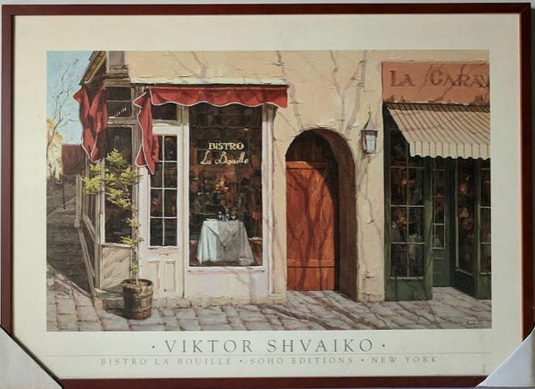 Bistro La Bouille by Viktor Shvaiko - 25 x 35 inches (Framed Giclee on Masonite Ready to Hang)
