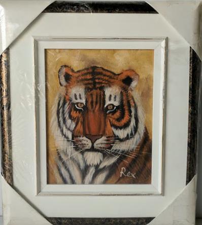 Tiger - (Framed Oil Painting on Masonite Ready to Hang)