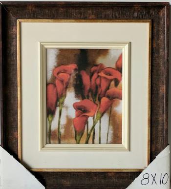 Red Flowers - (Framed Art Print with Glass Ready to Hang)
