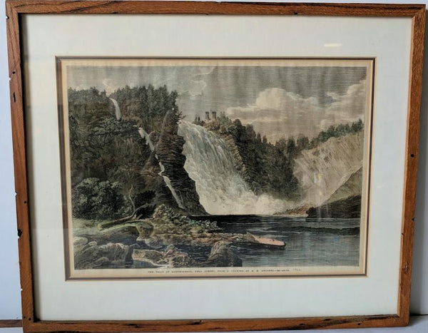 The Falls of Montmorency, Near Quebec, 1862 by George Henry Andrews - 14 X 16 inches (Framed Art Print with Matte and Glass Ready to Hang)