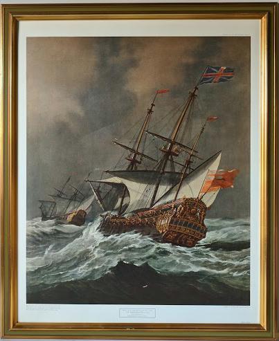 The Resolution in a Gale by Willem van de Velde the Younger - 29 X 35 Inches (Framed Giclee on Masonite Ready to Hang)