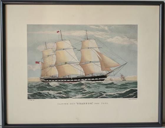 Clipper Ship Shannon by Thomas Goldsworthy Dutton - 22 X 28 Inches (Framed Giclee on Masonite Ready to Hang)