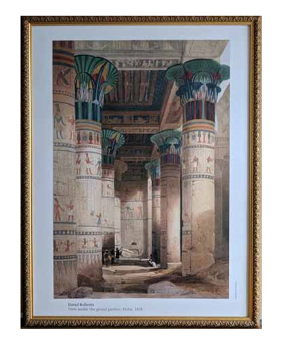 View Under the Grand Portico. Philae, 1838 by David Roberts (Framed Giclee on Masonite Ready to Hang)  - 25 X 33" - Fine Art Poster.