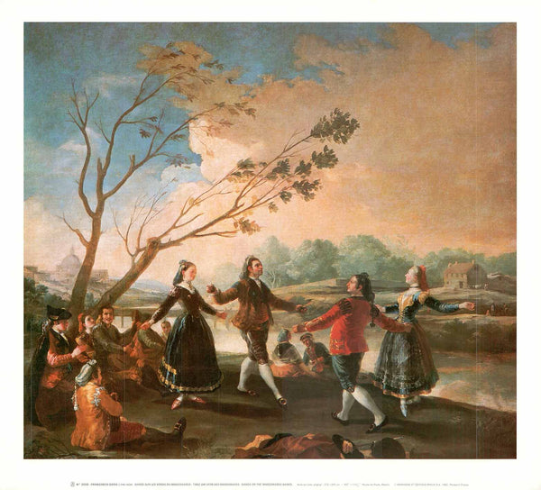 Dance on the Manzanabes Banks by Francisco Goya - 20 X 22 Inches (Art Print)
