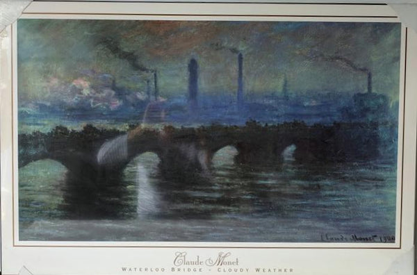 Waterloo Bridge – Temps nuageux par Claude Monet – 24 x 36 pouces (impression d'art stratifié)