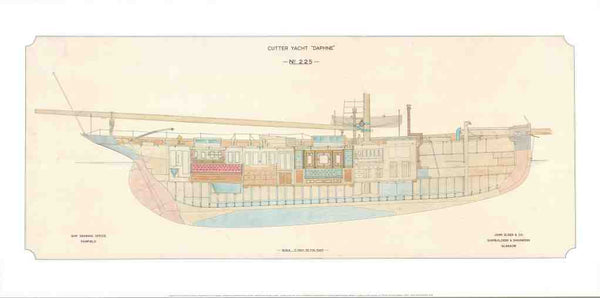 Drawing for the Cutter Yacht "DAPHNE" - 20 X 40 Inches (Art Print)