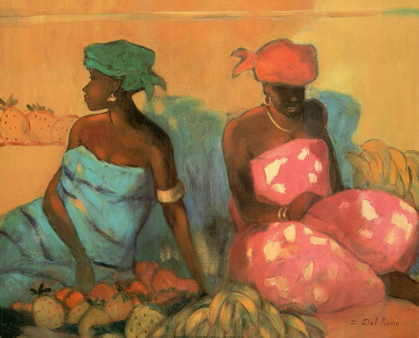 Two African Women by Isabelle Del Piano - 16 X 20 Inches (Art Print)