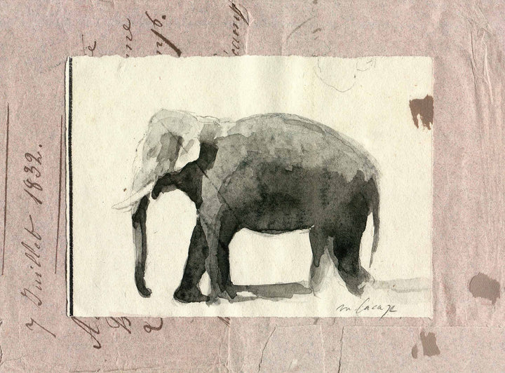 L'Eléphant by Marc Lacaze - 24 X 32" - Fine Art Poster.