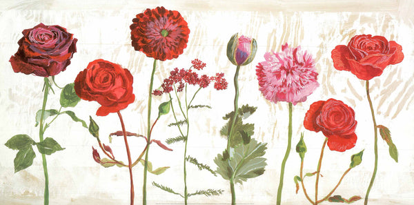 Garden with Red Flowers by Léonor Mataillet - 20 X 40 Inches (Art Print)