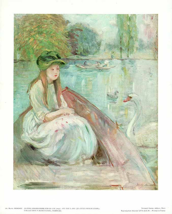 Jeanne Fourmanoir on the Lake, 1892 by Berthe Morisot - 10 X 12"- Fine Art Poster.