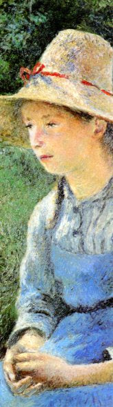Young Peasant Girl with a Straw Hat, 1881 by Pissarro- 3 X 9" (Bookmark)