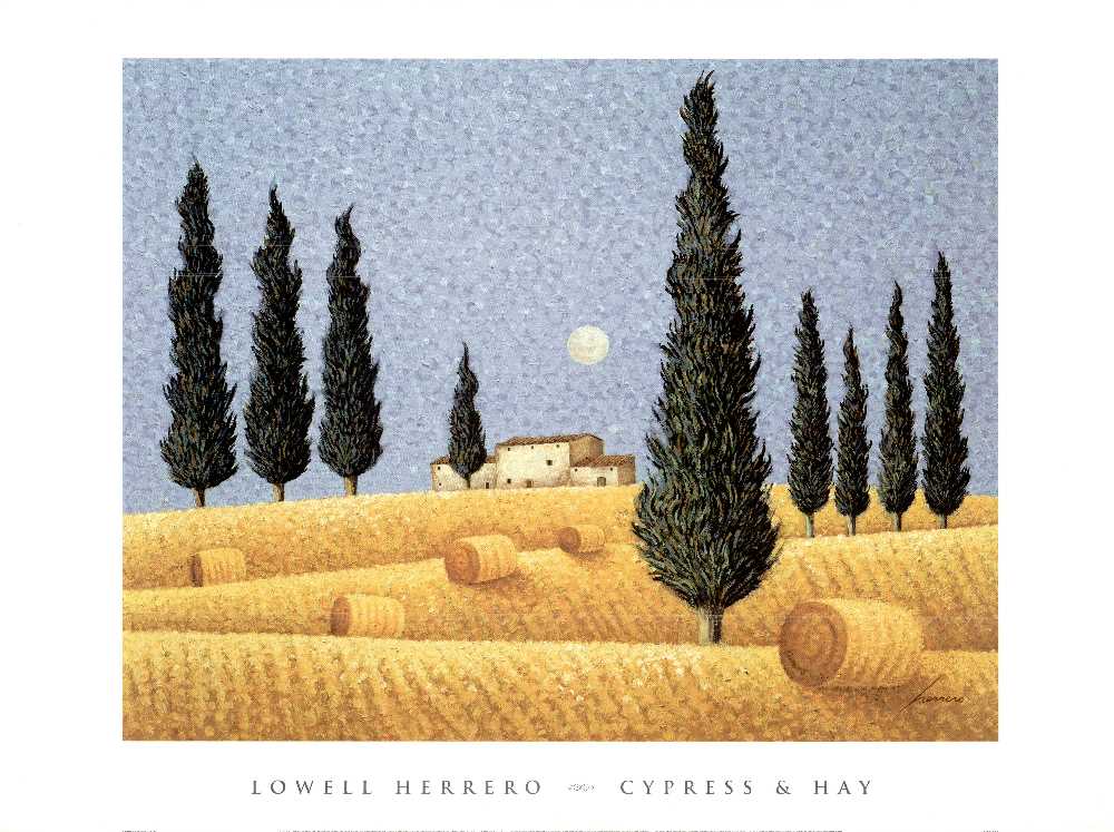 Cypress & Hay by Lowell Herrero - 27 X 36 Inches (Art Print)