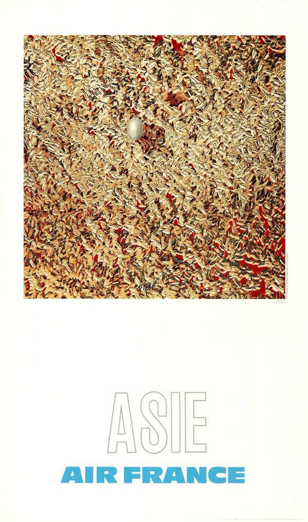 Air France: Asie, 1971 by Raymond Pagès - 24 X 40 Inches (Offset Lithograph)